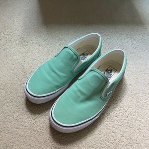“Neptune green” slip on vans